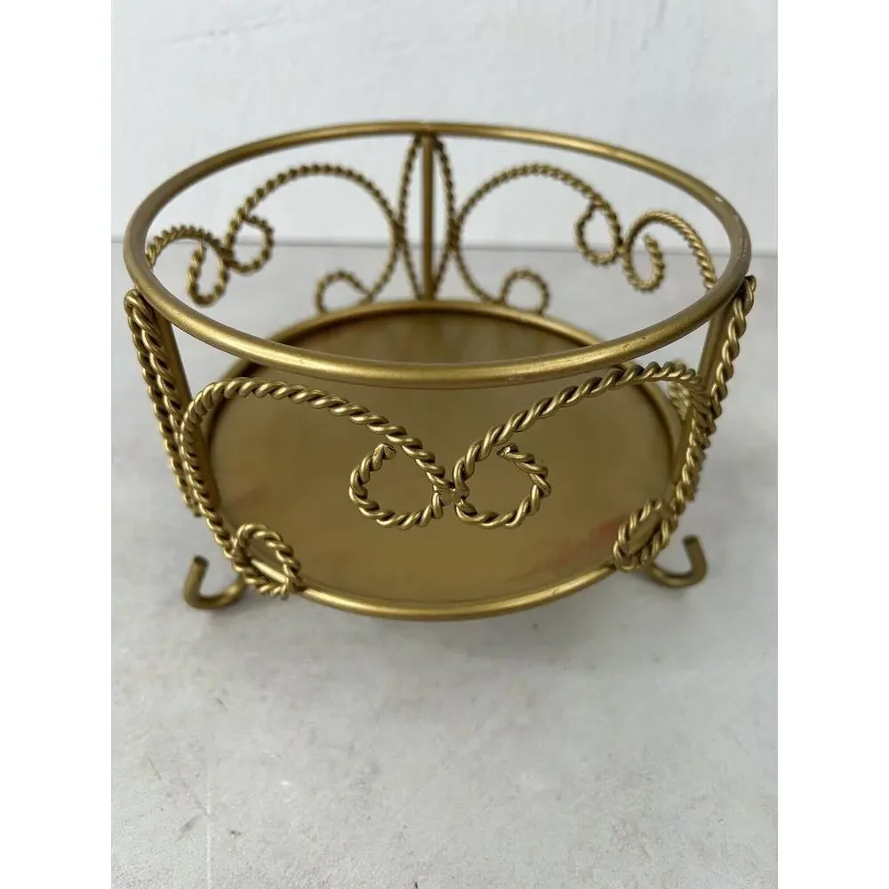 vintage gold iron pedestal‎ Large candle holder